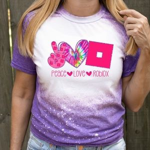 Kids- peace love Roblox bleached tee